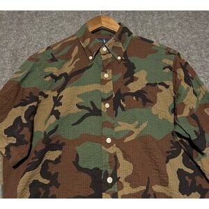Ralph lauren RL untucked fit seersucker shirt camouflage small classic fit pony